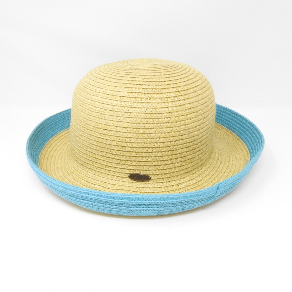 Papillon Straw Hat with Blue Trim NWOT